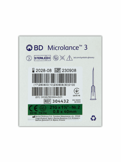 21G 1 1.5″ (40mm) Needle (Green) - X 100